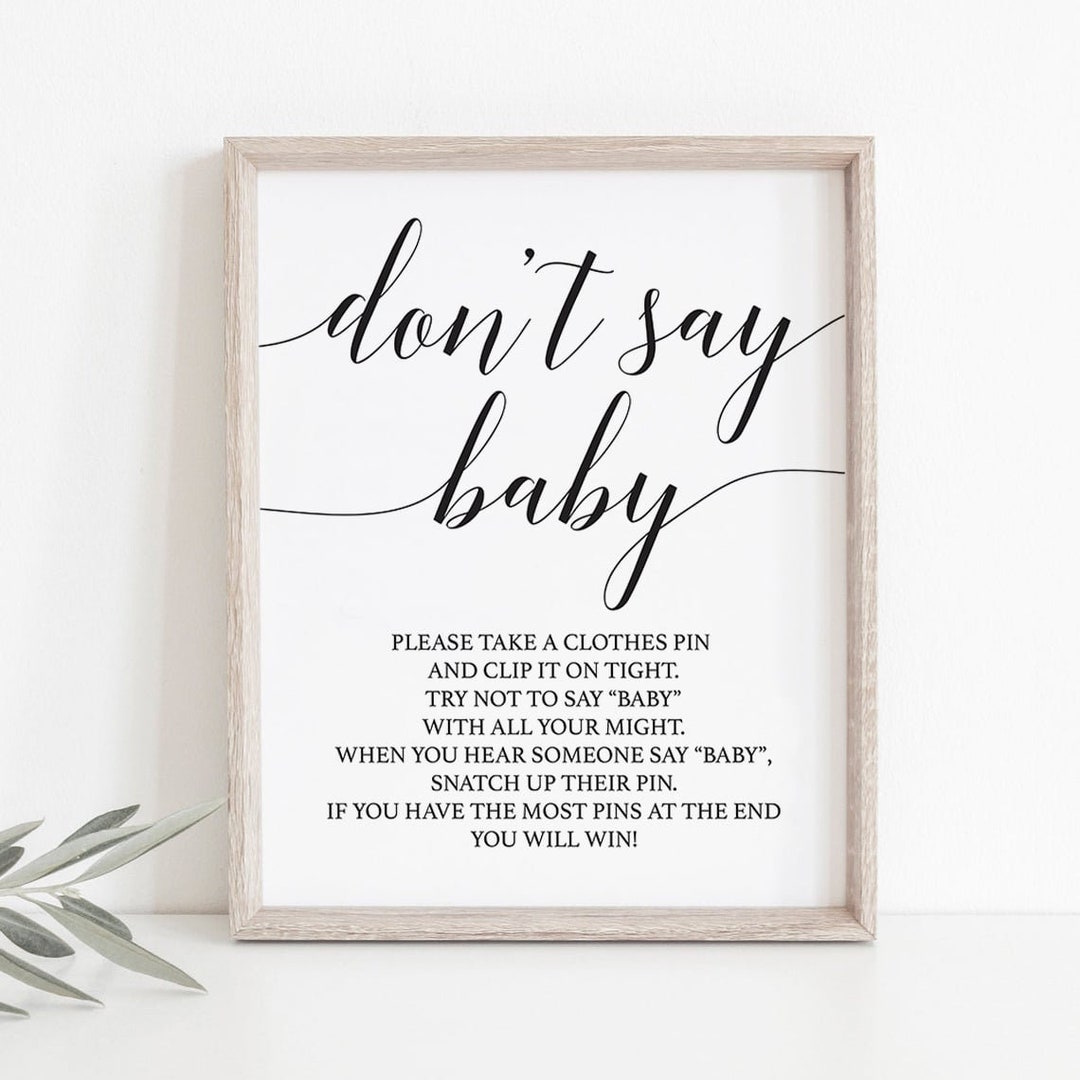 Dont Say Baby Sign Instant Download Black and White Baby Shower Games ...