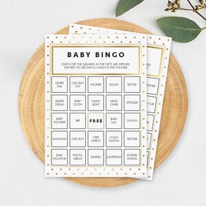 Gold Baby Bingo Confetti, Baby Shower Games Printable, Printable Bingo Cards, Gold Foil Look, Baby Bingo Prefilled Editable Template PDF GD1