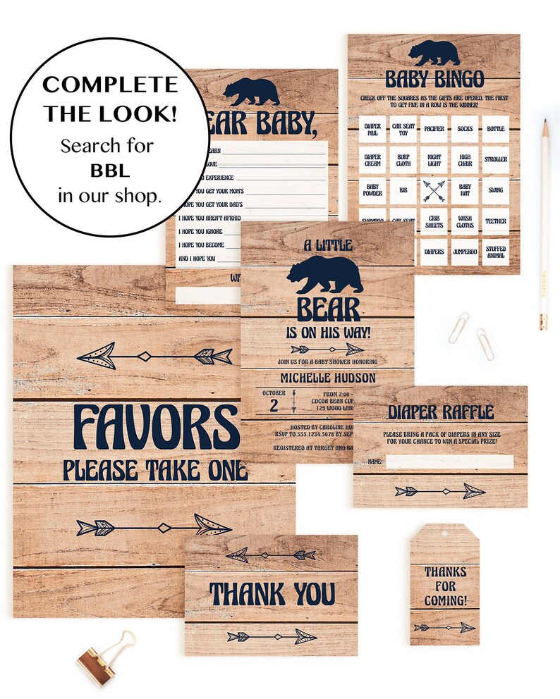 Rustic Baby Shower Keepsakes Printable Baby Bear Baby Boy Shower Games Pack BBL Woodland Animals Theme Baby Shower Games Instant Download