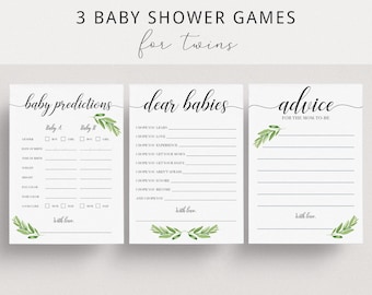 Twins Baby Shower Games Bundle: Advice, Wishes, Predictions (Digital Download) GL1