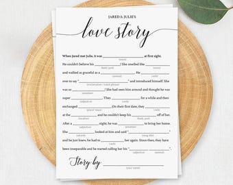 Love Story Mad Libs Wedding Shower Games Printable Wedding Madlibs Bridal Shower Mad Libs Game Callgraphy Bridal Shower Games Template CL2