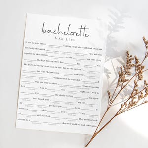 Dirty Bachelorette Mad Libs Game: Minimalist Hen Party (Printable Digital Download) ML1 image 1