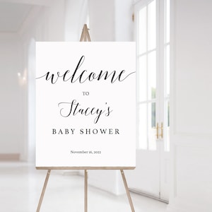 Calligraphy Welcome Sign Baby Shower Signs Printable Black and White Welcome to Sign Editable Baby Shower Welcome Sign Template Download CL2 image 1