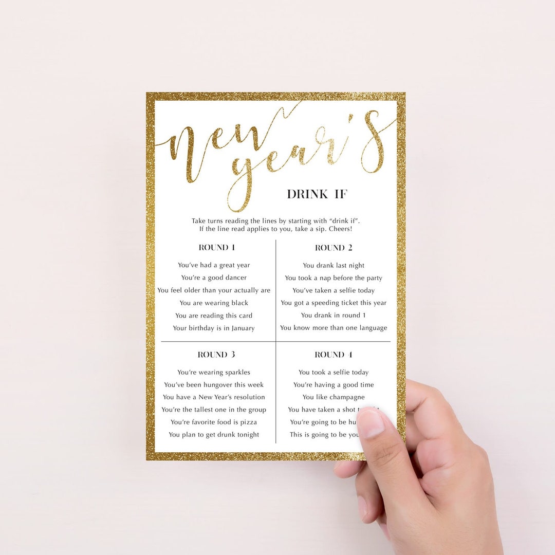 New Years Eve Drink If Game Printable New Year Drinking Game Instant ...