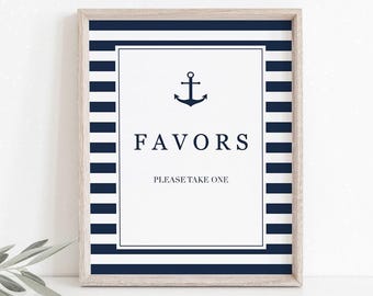 Nautical Favors Sign for Baby Shower Party Decorations Boy Table Signs for Baby Shower Printable Digital Download Deep Sea Baby Shower NS1