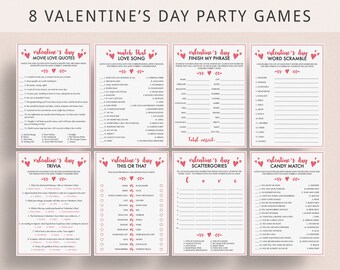 Valentines Day Games Adult Valentines Day Games Bundle Pink Valentines Day Games Printable Valentines Games for Couples Trivia Game VT-SL1