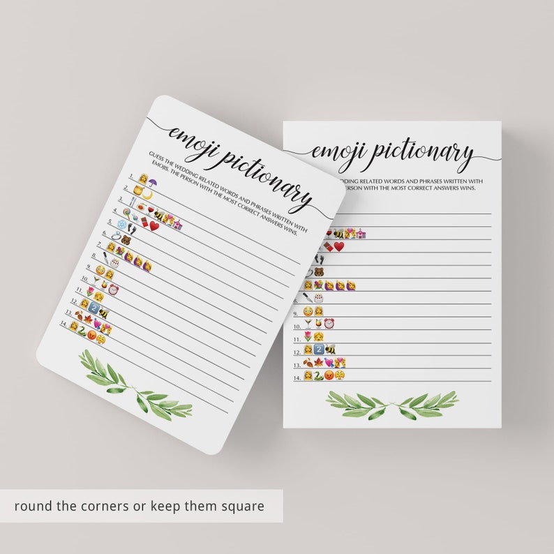 Bridal Shower Emoji Game Printable Emoji Pictionary Bridal | Etsy