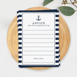 Souvenirs de baby shower modernes Cartes-conseils de jeu de baby shower nautique Conseils pour les nouveaux parents Jeux de baby shower nautiques à imprimer PDF NS1