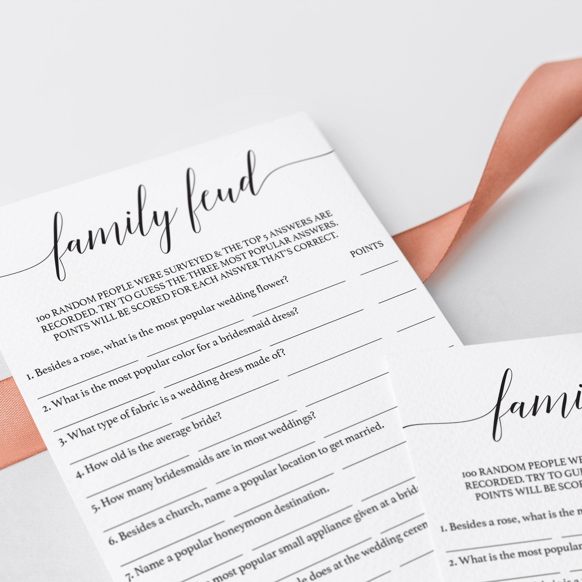 Minimalist Bridal Shower Family Feud Game Printable Bridal Etsy