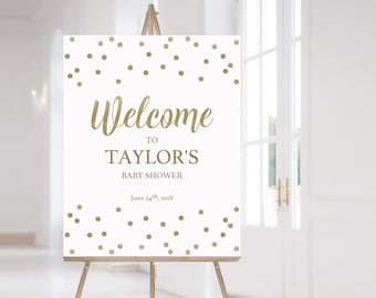 Baby Shower Welcome Sign Instant Download Gold Confetti Wedding Welcome Sign White and Gold Bridal Shower Welcome Sign Gold Printable GCO