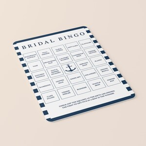 Nautical Bridal Bingo Cards Printable Summer Wedding Shower Bingo ...