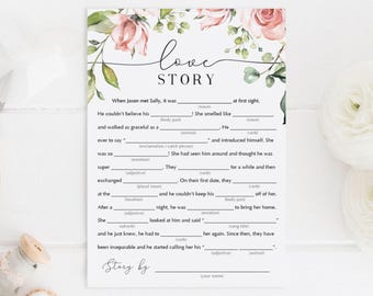 Funny Bridal Shower Mad Libs Game Floral Bridal Shower Madlibs Game Fun Wedding Mad Libs Printable Blush Bridal Shower Games Printables BB1