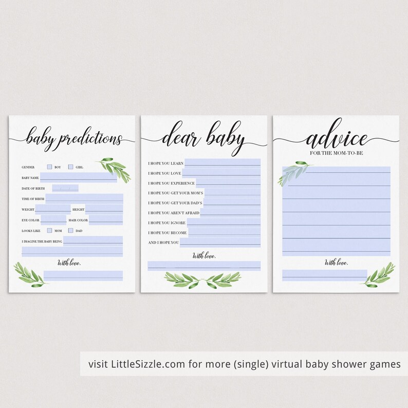 Greenery Baby Shower Games for Zoom Baby Party Printables Etsy