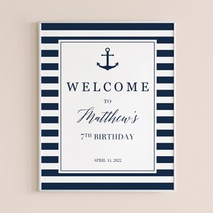 Nautical Birthday Welcome Sign Template Beach Welcome Sign for Birthday ...