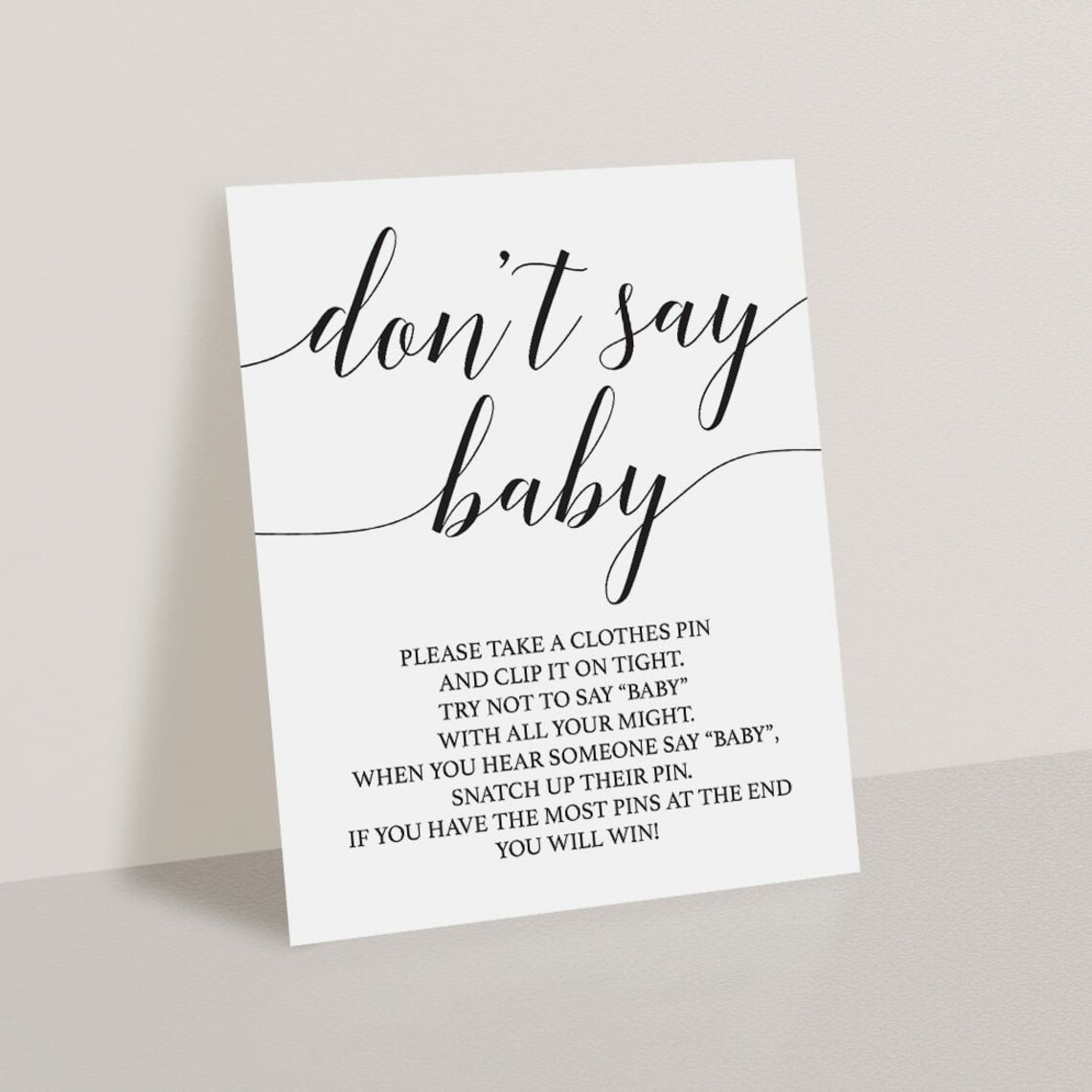dont-say-baby-sign-instant-download-black-and-white-baby-etsy