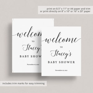 Calligraphy Welcome Sign Baby Shower Signs Printable Black and White Welcome to Sign Editable Baby Shower Welcome Sign Template Download CL2 image 6