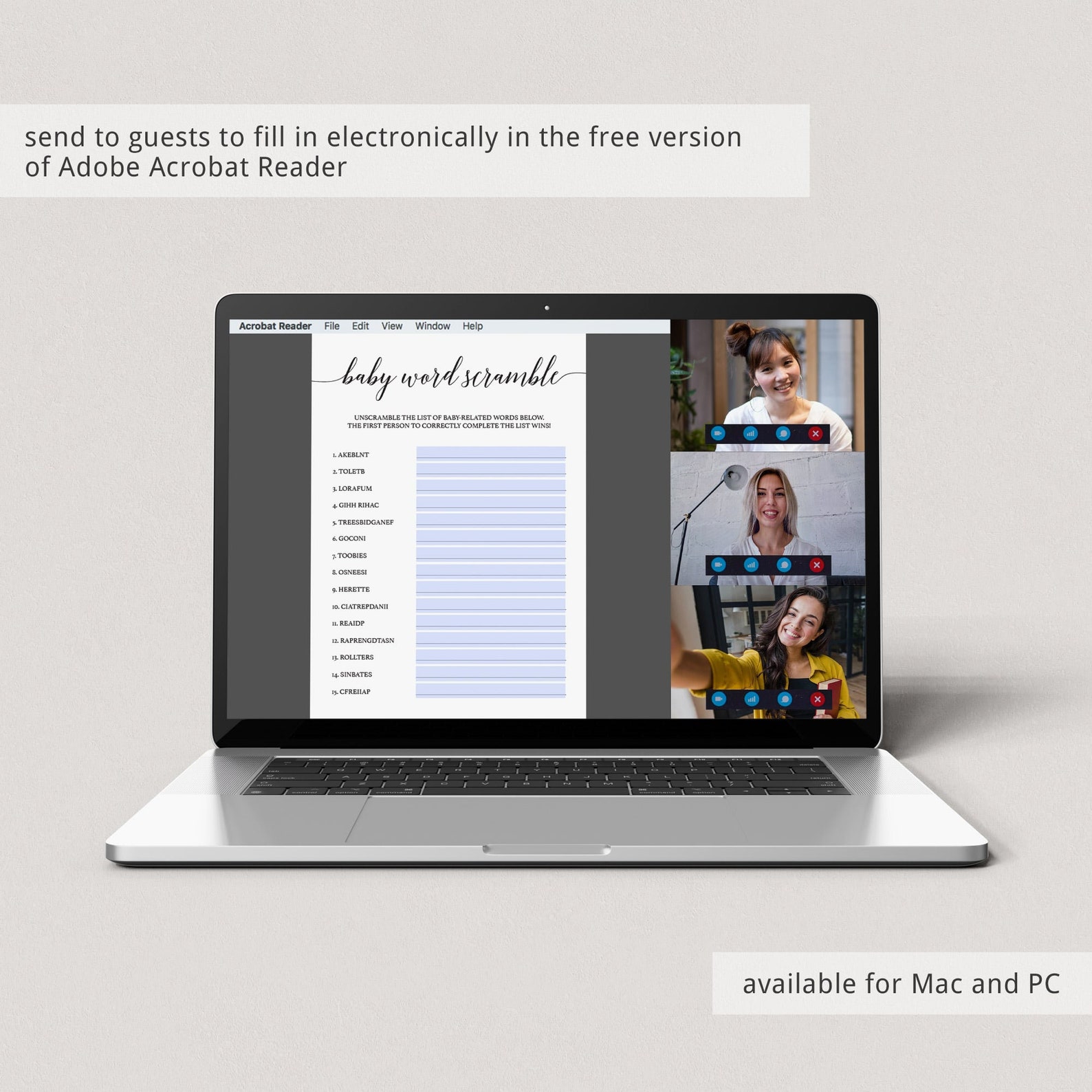 Virtual Baby Shower Games for Zoom Babyshower Games Virtual Etsy