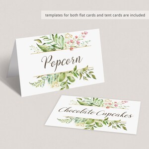 Greenery Food Labels Printable Food Cards Template Green Baby Shower ...