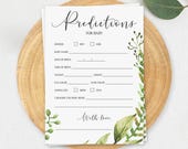 Botanical Baby Shower Predictions for Baby Game Printable Baby Predictions Instant Download Greenery Gender Reveal Predict Baby's Future CG2