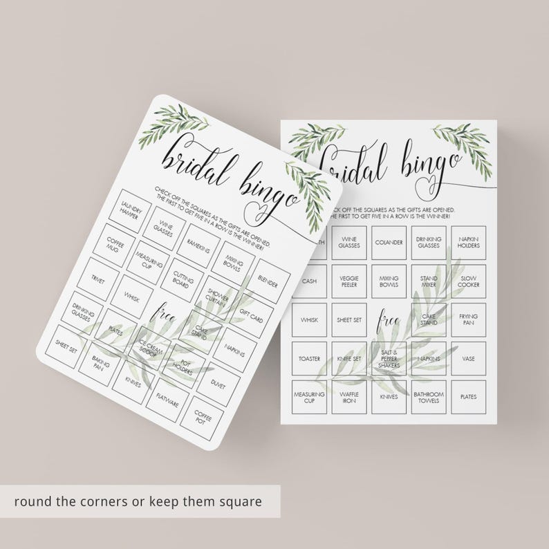 Greenery Bridal Bingo Cards Botanical Bridal Shower Bingo Template Editable Garden Bridal Party Games Printable Green Bridal Shower Game OF2 image 7