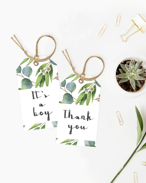 Eucalyptus Thank You Tags for Baby Shower Favor Tags Green Etsy