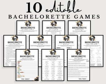 Til Death Do Us Party Bachelorette Games Templates Black Floral Skull Hens Party Game Bundle Bride or Die Kiss Marry Kill Porn or Polish BD2