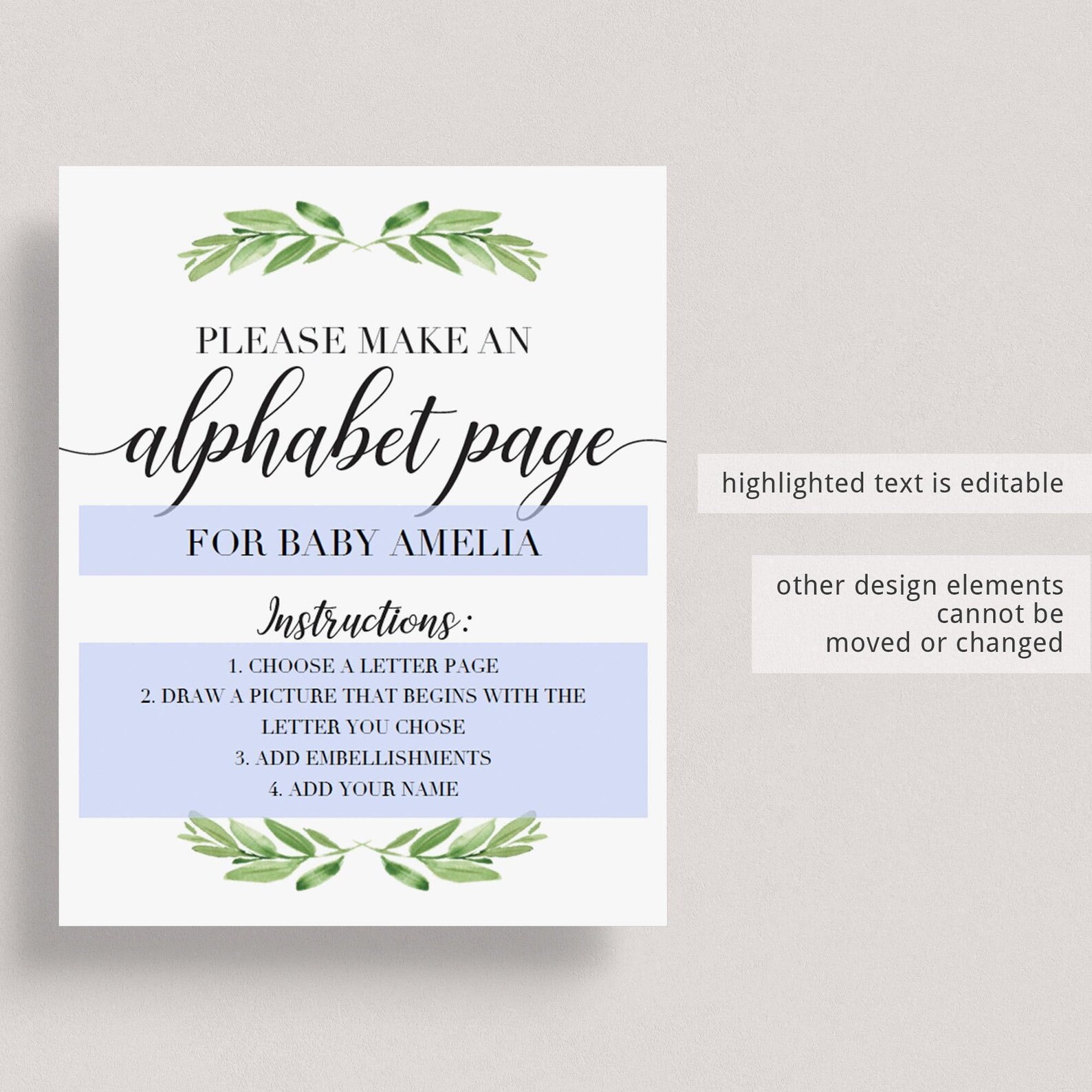 Create Abc Book Sign Baby Shower ABC Book Sign Greenery Baby Shower Alphabet Book Sign ...