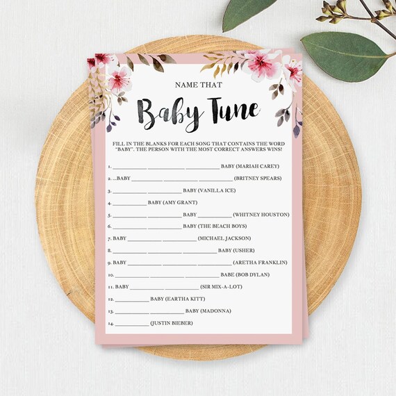 Name the Baby Song Baby Shower Games Download Guess the Baby Tune Game Cards Printable Flower Baby Shower Theme Fun Baby Shower Activity BF2 Etsy Canada