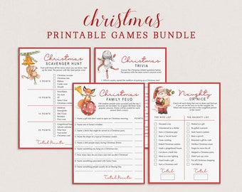 Christmas Games Bundle Printable Holiday Trivia Quiz Game Fun Xmas Family Feud Questions Merry Christmas Scavenger Hunt Instant Download HH2