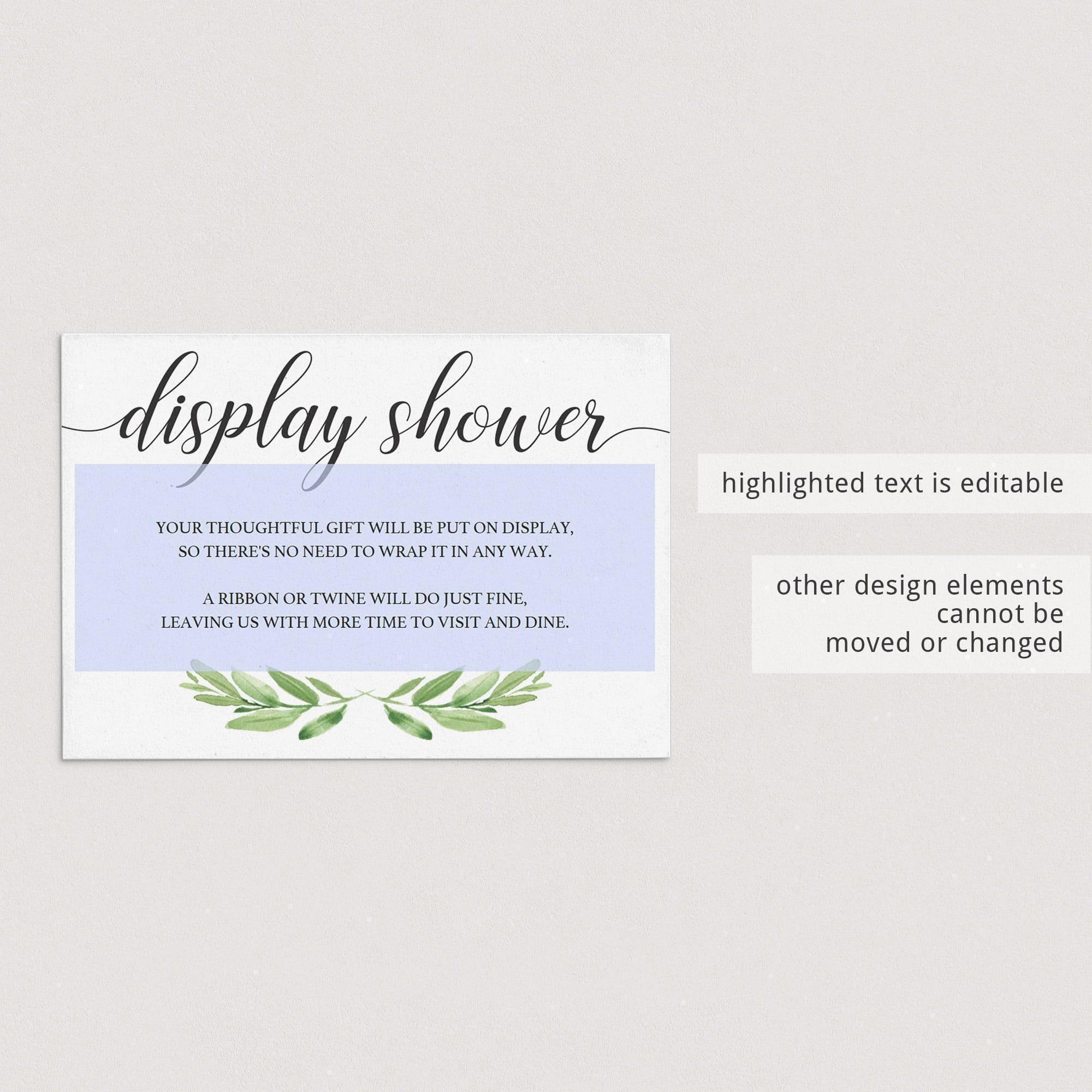 Display Shower Insert Display Shower Baby Shower Greenery Themed Baby ...