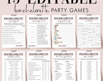 Bachelorette Party Games Bundle - 15 Editable Pink & White Games (Digital Download) MB2