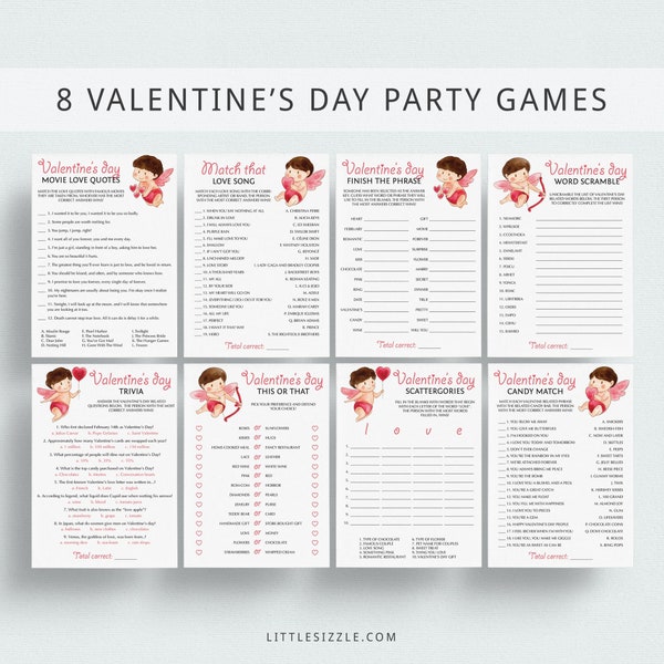 Virtual Valentines Day Party Pack Zoom Valentines Day Games Bundle Cupid Games for Valentines Day for Him and Her Fun Valentines Game VT-CC1