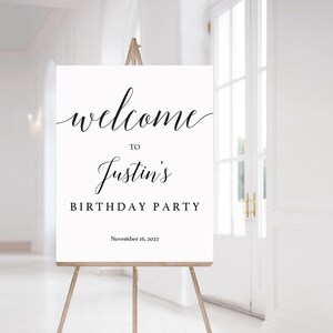 Birthday Party Welcome Sign Template Birthday Welcome Poster Printable Classy Welcome to Sign for Birthday Party Decorations Modern Sign CL2