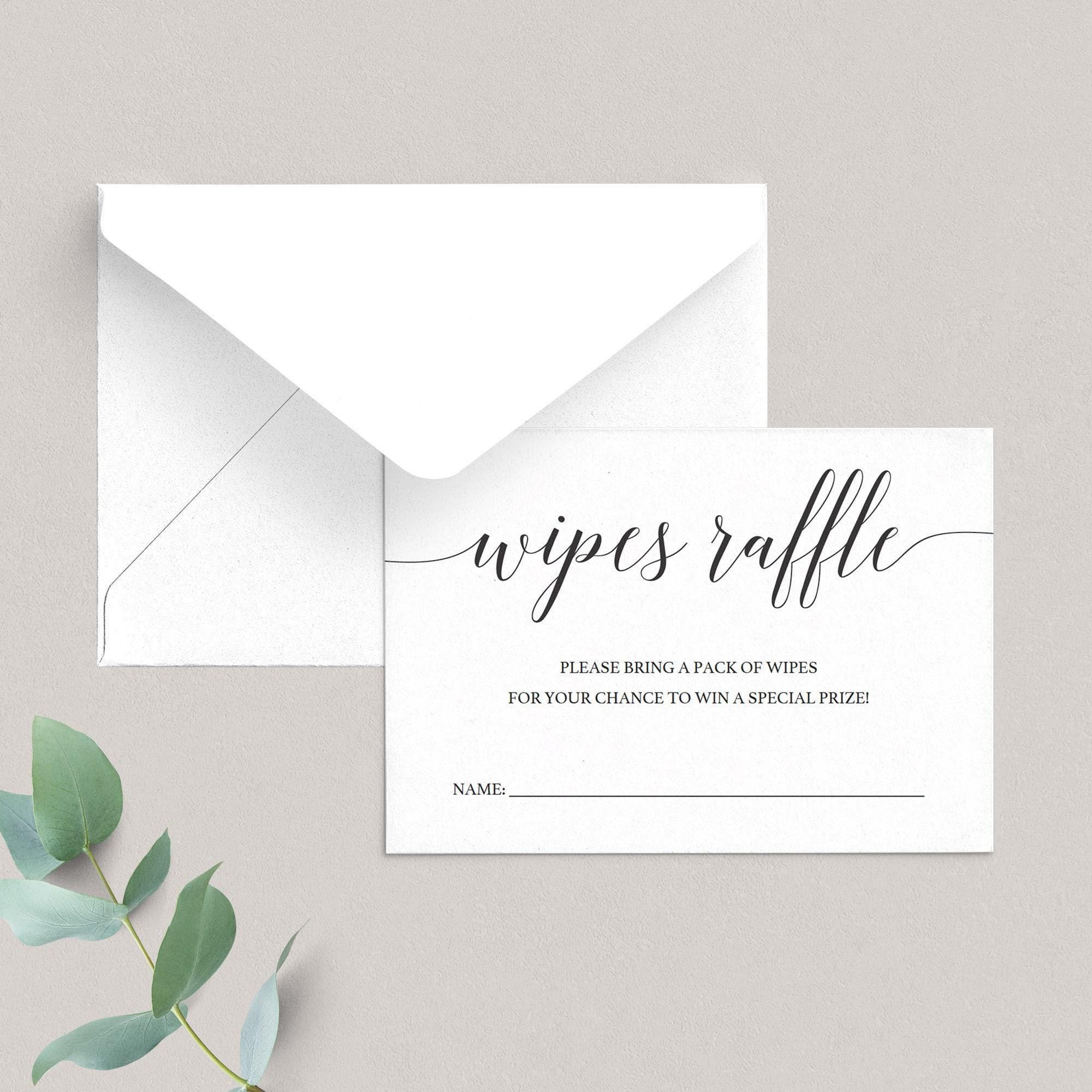Wipes Raffle Wipes Raffle Insert Black and White Baby Shower Invitation Insert ...
