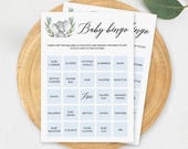 Baby Bingo Printable, Editable Baby Shower Games Bingo, Blue Elephant Baby Boy Shower, Prefilled Baby Shower Bingo Template, Bingo Cards LBE