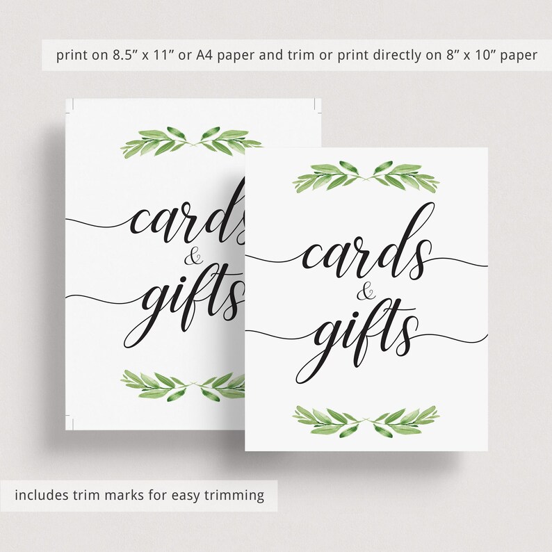 Cards and Gifts Sign Printable Green Baby Shower Decor | Etsy