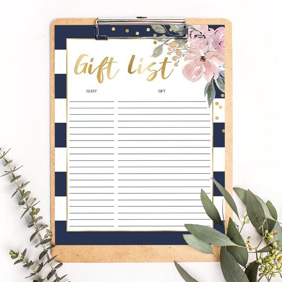 Gift List Bridal Shower Printable Gift Tracker Floral | Etsy