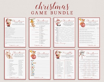 Printable Christmas Games Bundle Holiday Party Games Adult Set Kids Christmas Emoji Pictionary Christmas Trivia Xmas Word Search Game HH2