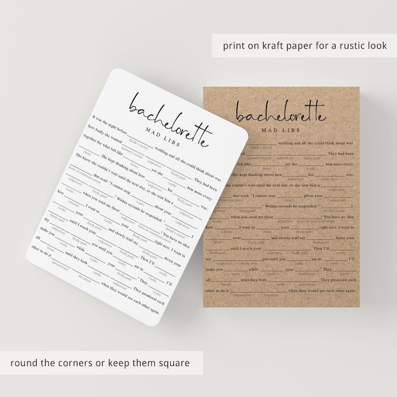mad libs bachelorette party printables