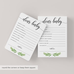 Baby Shower Games Printable Dear Baby Shower Game Instant Download Green Leaves Watercolor Baby Shower Game Baby Wishes Download Baby GL1 image 5