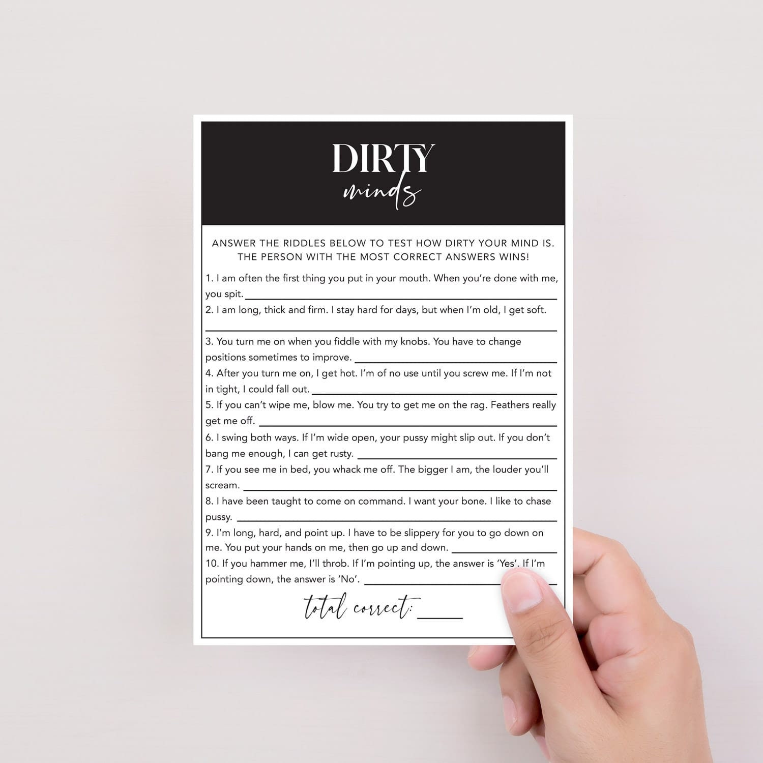 Dirty Minds Game Minimalist Bachelorette Party Games Printable - Etsy