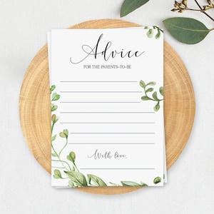 Conseils de bébé pour les futurs parents Cartes de conseils sur la verdure Jeux de baby shower Cartes de conseils à imprimer pour les nouveaux parents Carte de voeux et de conseils CG2