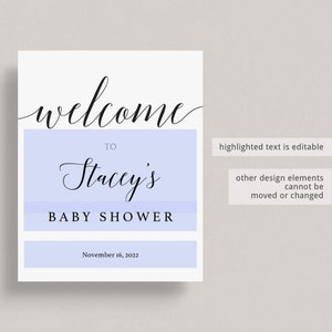 Calligraphy Welcome Sign Baby Shower Signs Printable Black and White Welcome to Sign Editable Baby Shower Welcome Sign Template Download CL2 image 3