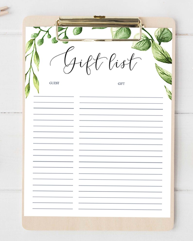 Greenery Baby Shower Gift Tracker Printable Leafy Green Etsy Greenery Baby Shower Gift Tracker Printable Leafy Green Etsy