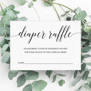 Plantilla de tarjeta para rifa de pañales de género neutro, tarjeta insertable para invitación a baby shower, boleto para rifa de pañales con chispas para bebé, papel Kraft imprimible CL2