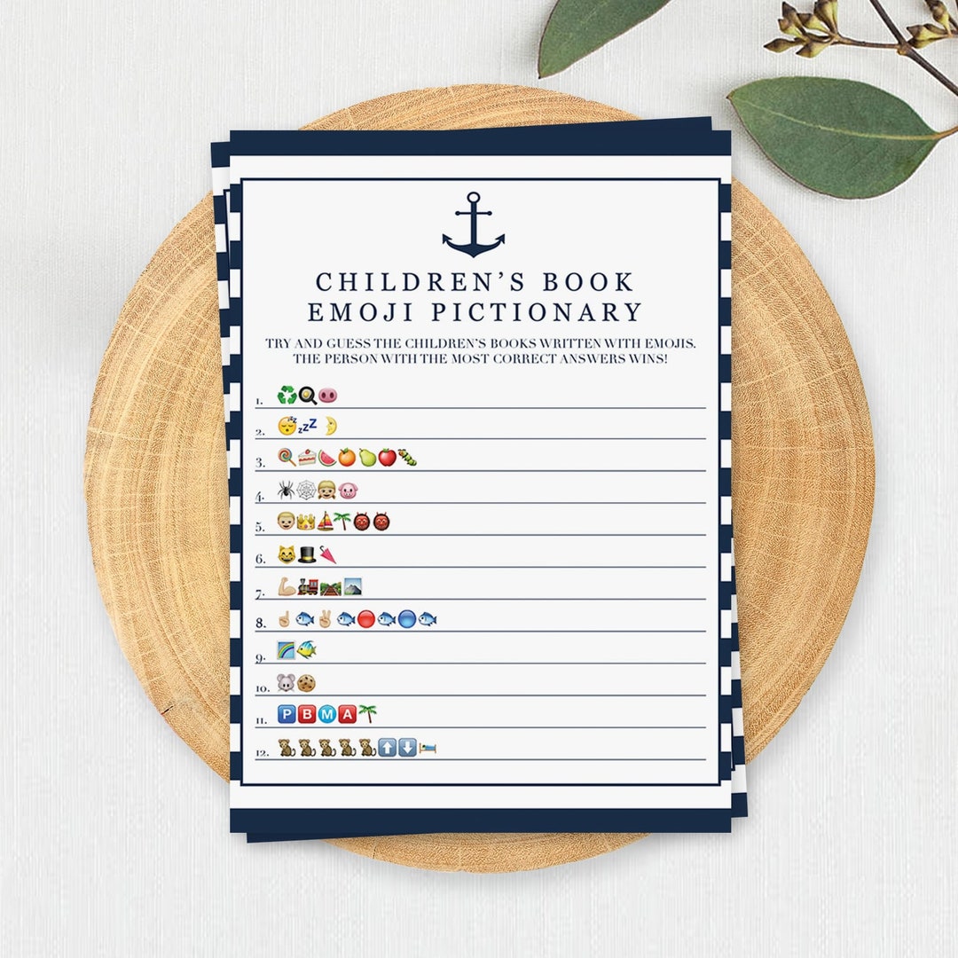 Childrens Books Emoji Pictionary Baby Shower Games Printable Baby Boy ...