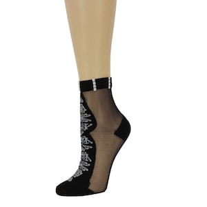 Calzini trasparenti da donna/Lavoro di cristalli a mano/Calzini da donna/Pizzo di cristallo/Calzini trasparenti/Calzini floreali/Calzini eleganti/Calzini da donna/Calzini ultrasottili/