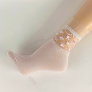 Women Sheer Socks/Hand Beads Sequence Work/Women Socks/Crystal Lace/Transparent Socks/Gift for Girlfriend/Fashion & Fancy Socks/Floral Socks