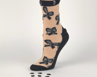 Sheer Floral Socks: Women's Crystal Lace Fashion Socks