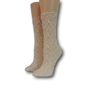 Women Sheer Socks|Hand Beads Work|Lace Socks|Mesh Socks|Fashion Socks|Transparent Socks|Tulle Socks|Nylon Stocking|Nylon Socks| Sexy Socks